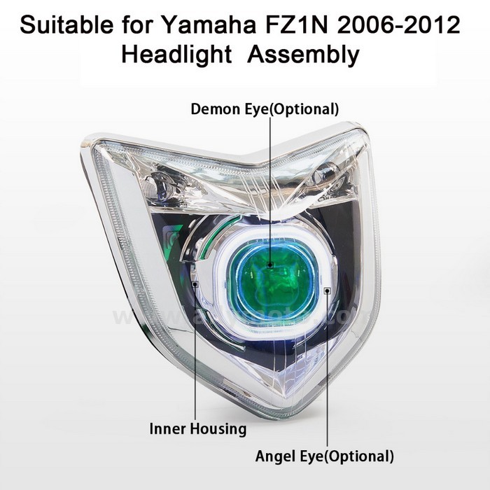043 Yamaha Fz1N 2006-2012 Headlight Hid Lightings Angel Halos Eye Green-4